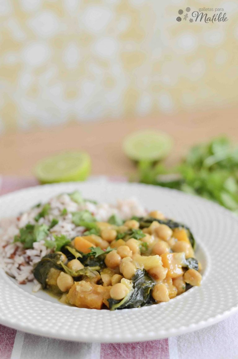 Curry de garbanzos, espinacas y calabaza Galletas para matilde